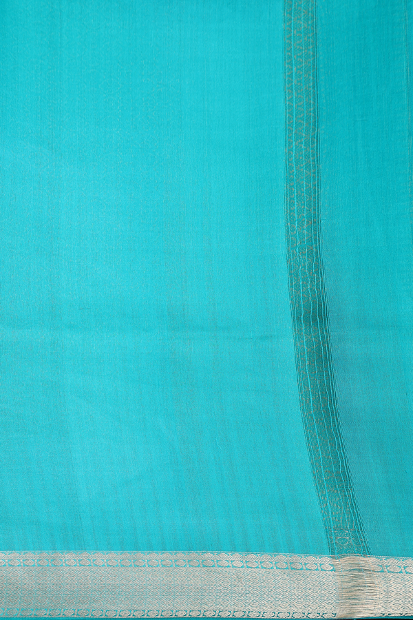 Raw Silk Saree In Shades Of Green With Chevron Design