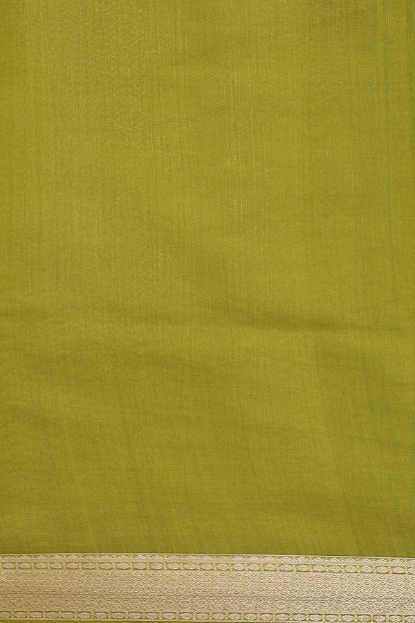 Raw Silk Saree In Shades Of Green With Chevron Design