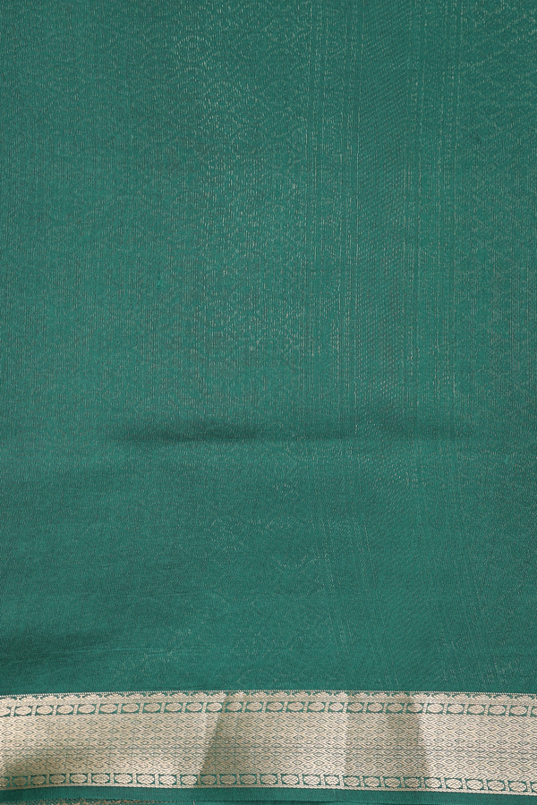 Raw Silk Saree In Shades Of Green With Chevron Design