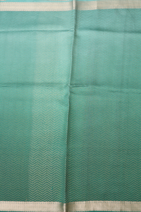 Raw Silk Saree In Shades Of Green With Chevron Design