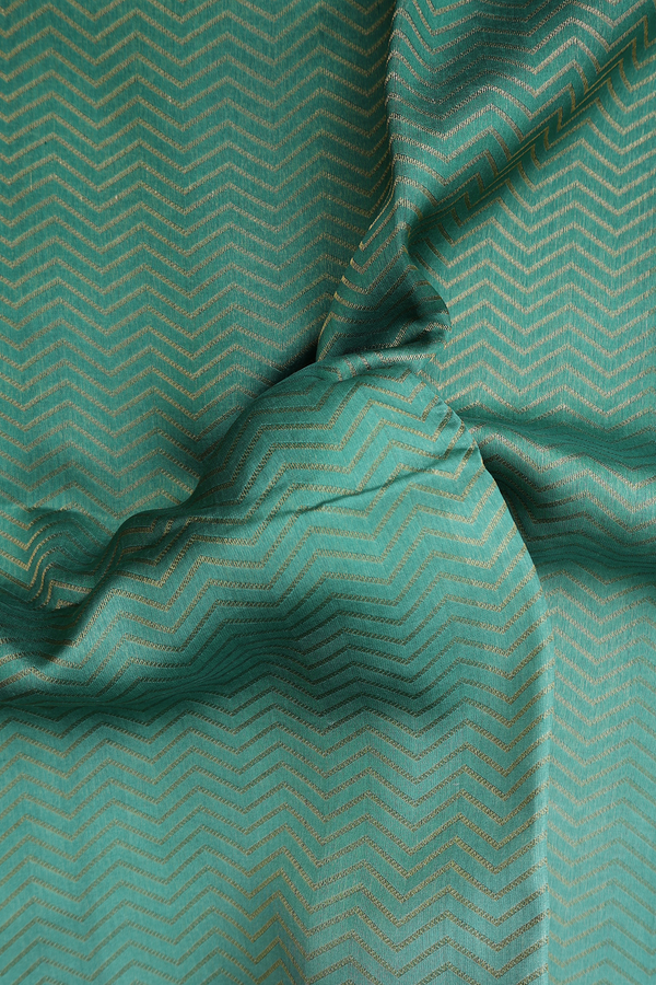 Raw Silk Saree In Shades Of Green With Chevron Design