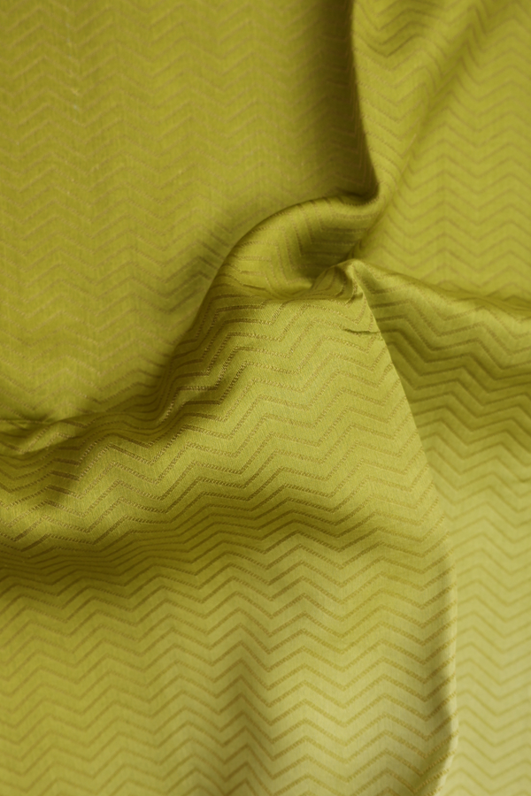 Raw Silk Saree In Shades Of Green With Chevron Design