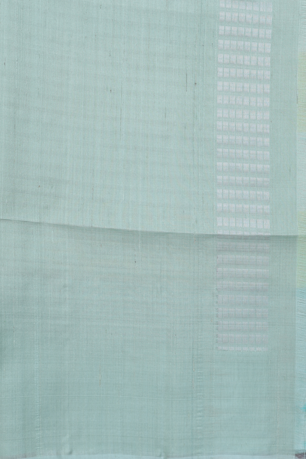 Raw Silk Saree In Shades Of Green With Stripes Design