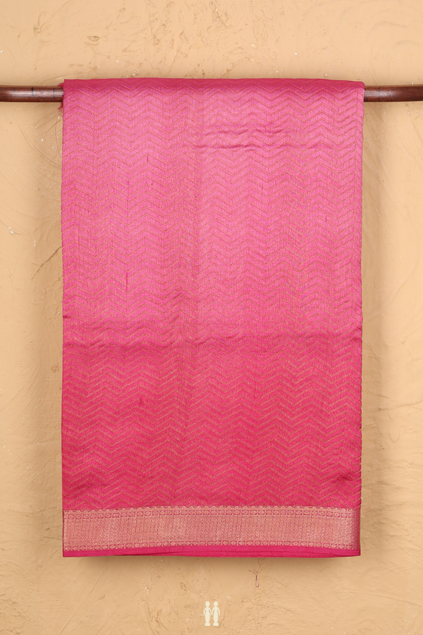 Raw Silk Saree In Shades Of Pink With Chevron Design