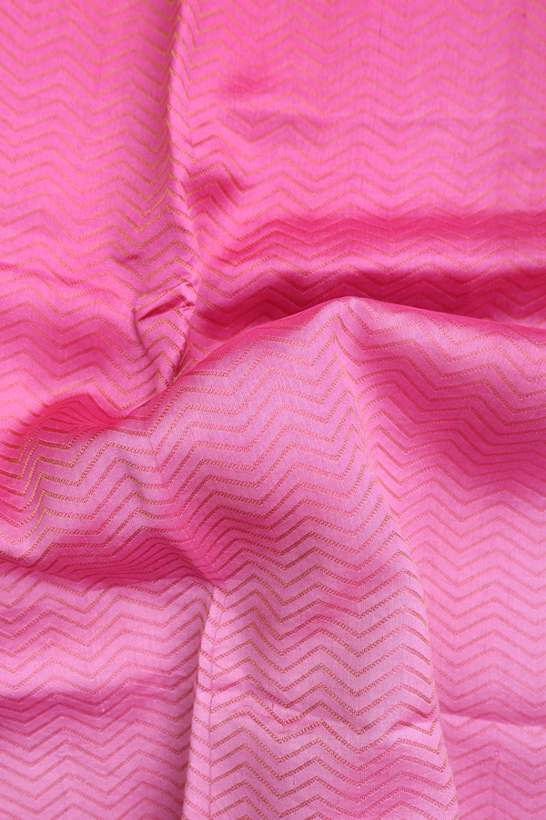 Raw Silk Saree In Shades Of Pink With Chevron Design