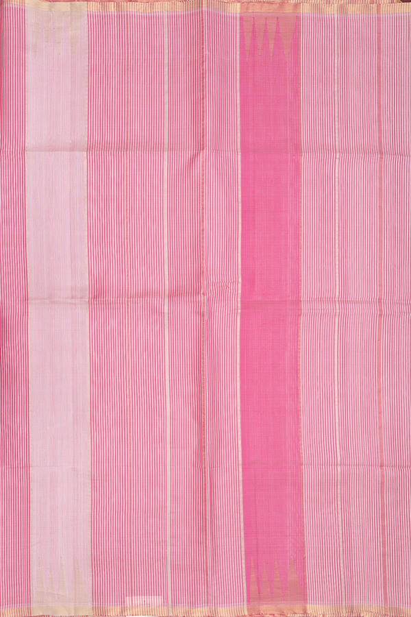 Raw Silk Saree In Shades Of Pink With Stripes Design