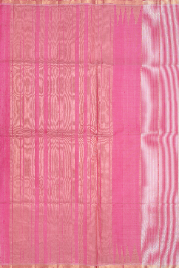 Raw Silk Saree In Shades Of Pink With Stripes Design