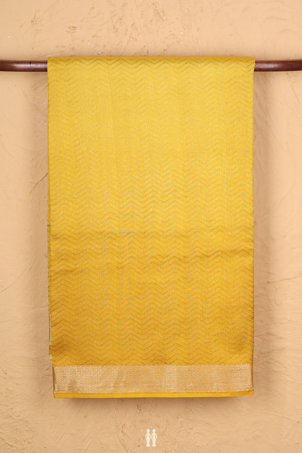 Raw Silk Saree In Shades Of Yellow With Chevron Design