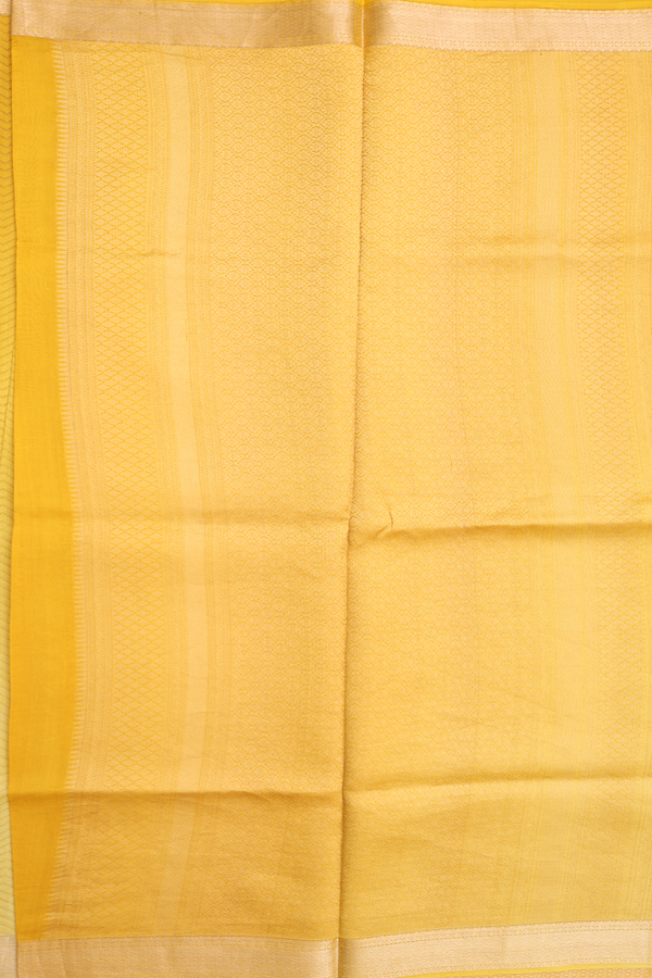 Raw Silk Saree In Shades Of Yellow With Chevron Design