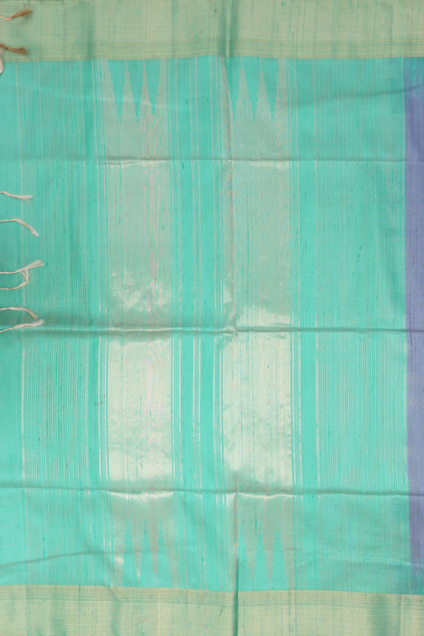 Raw Silk Saree In Steel Blue With Contrast Border