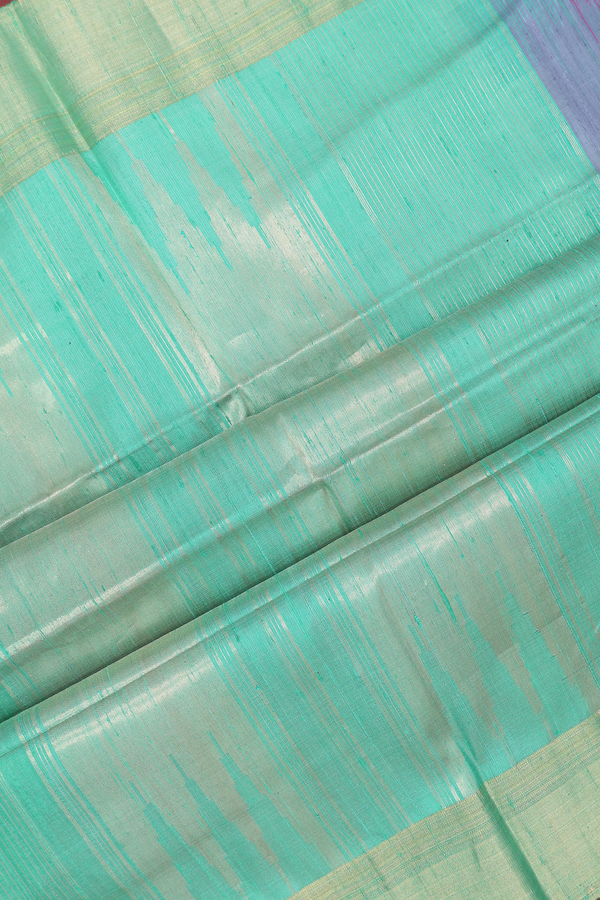 Raw Silk Saree In Steel Blue With Contrast Border