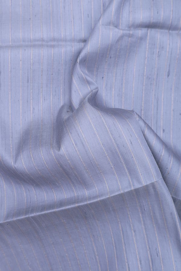 Raw Silk Saree In Steel Blue With Stripes Design