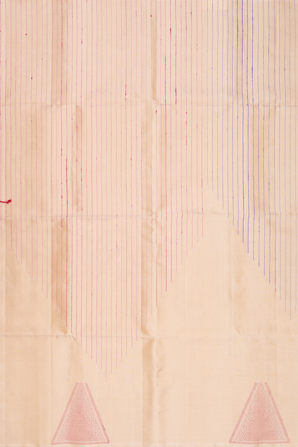 Raw Silk Saree In Tan Brown With Threadwork Design