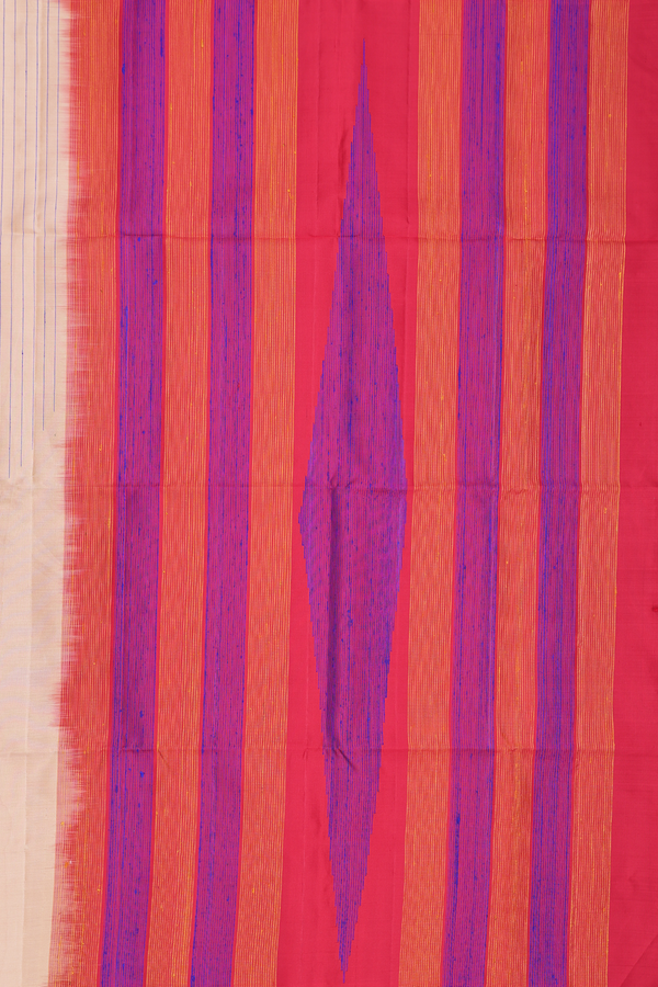 Raw Silk Saree In Tan Brown With Threadwork Design