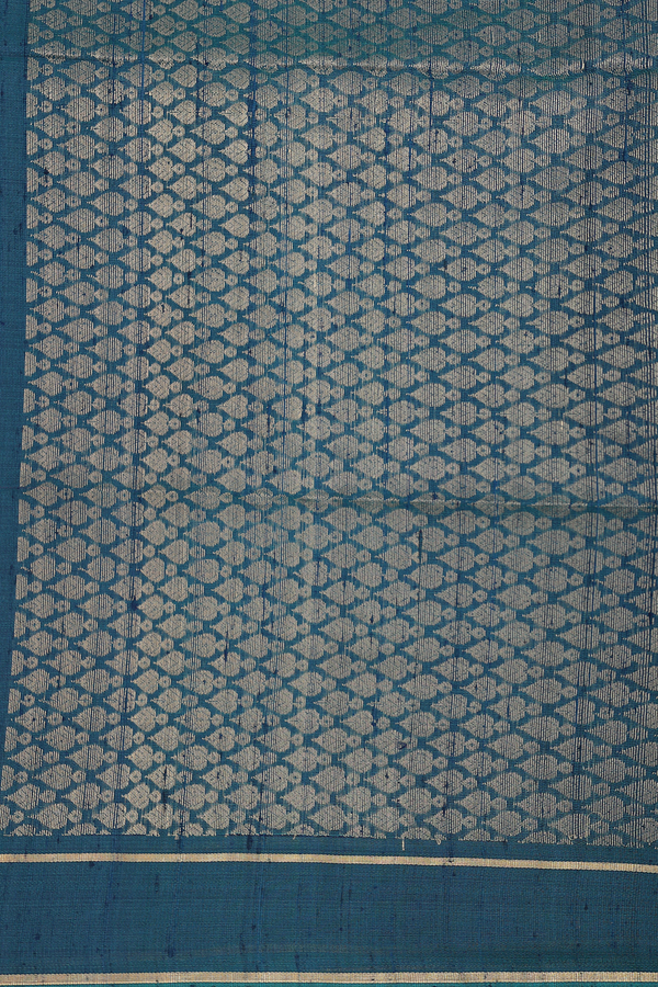 Raw Silk Saree In Teal Blue With Iruthalai Pakshi Pallu