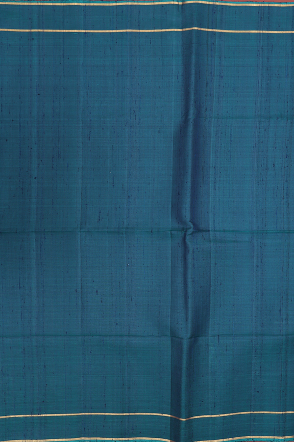 Raw Silk Saree In Teal Blue With Iruthalai Pakshi Pallu