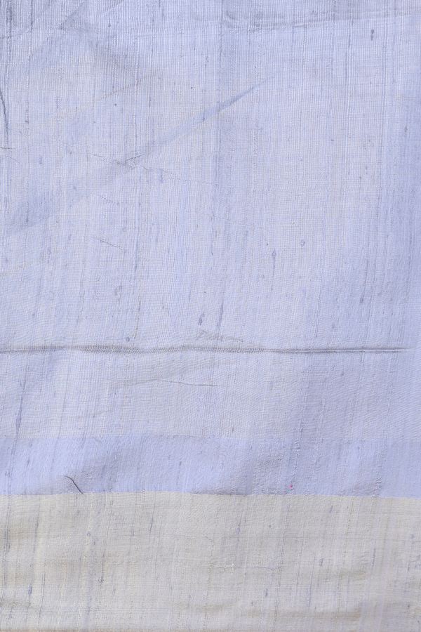Raw Silk Saree In White With Floral Design