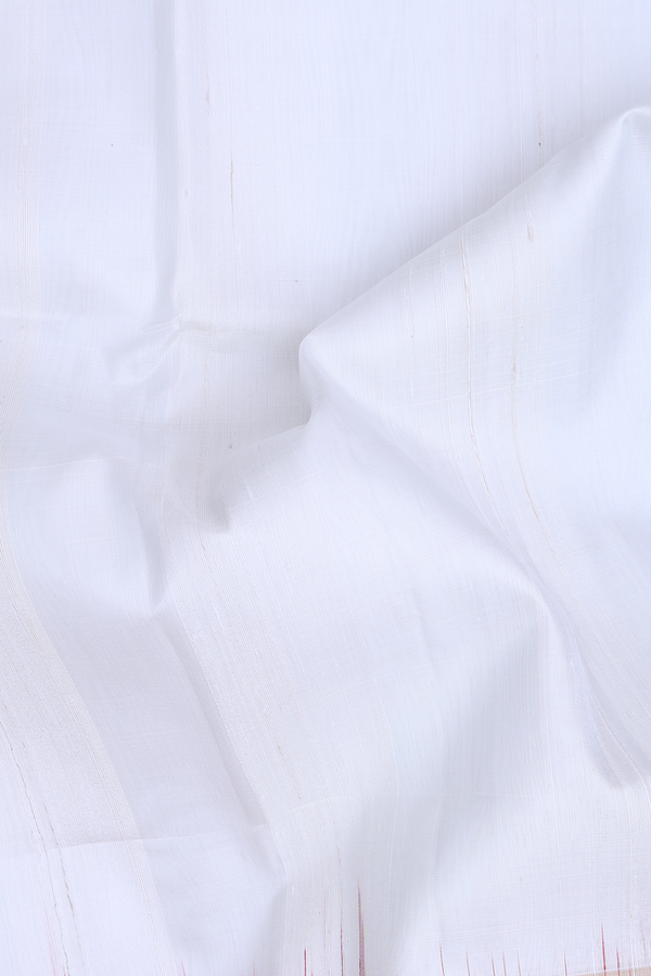 Raw Silk Saree In White With Ganga Jamuna Border