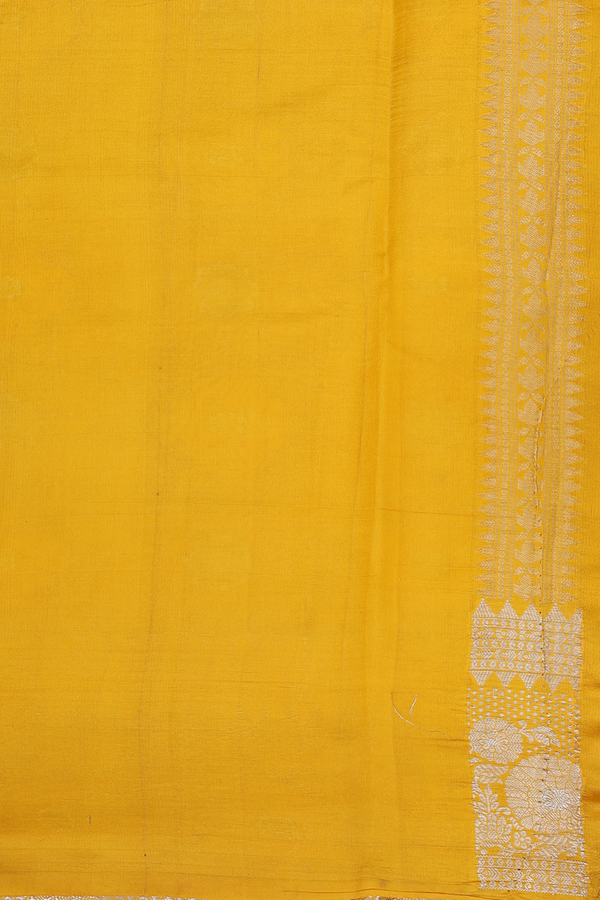 Raw Silk Saree In Yellow With Allover Design