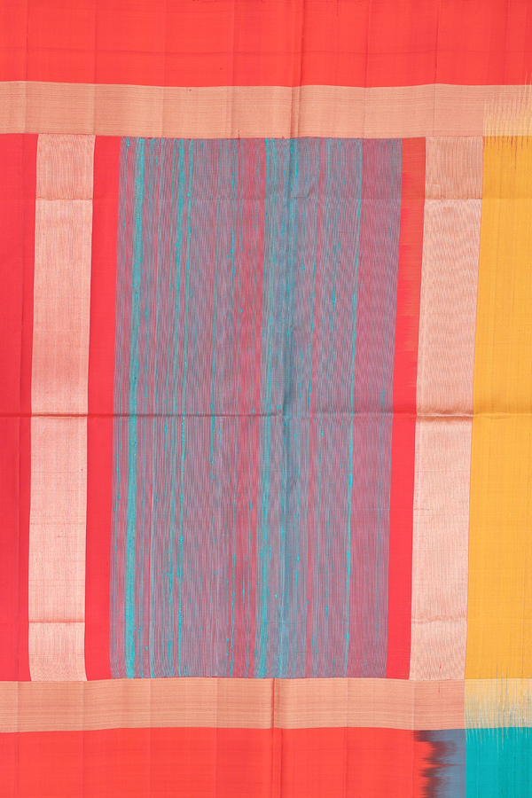 Raw Silk Saree In Yellow With Ganga Jamuna Border