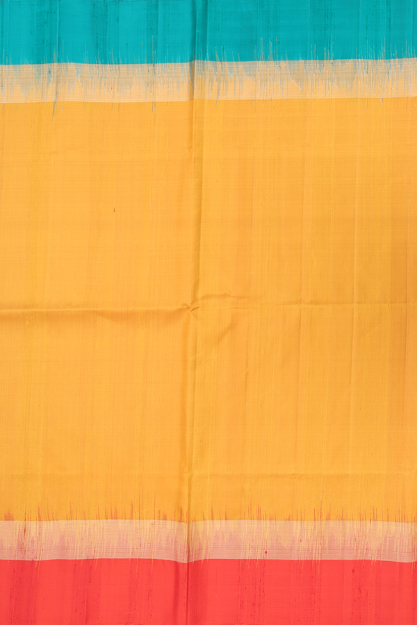 Raw Silk Saree In Yellow With Ganga Jamuna Border
