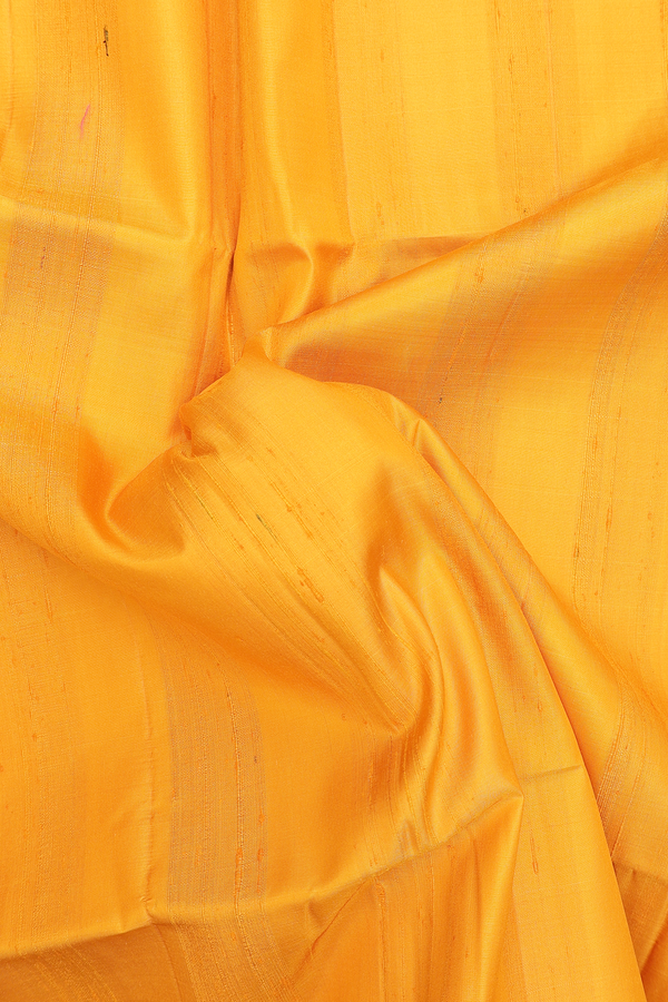 Raw Silk Saree In Yellow With Plain