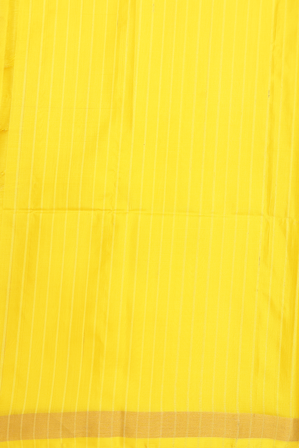 Raw Silk Saree In Yellow With Self Stripes Design
