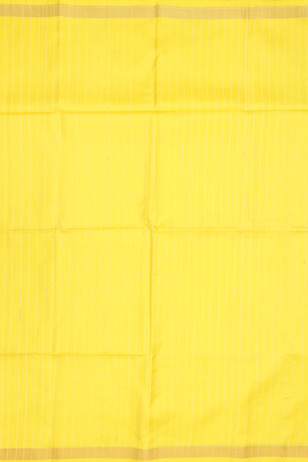 Raw Silk Saree In Yellow With Self Stripes Design