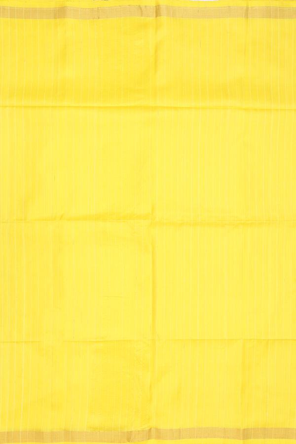 Raw Silk Saree In Yellow With Self Stripes Design