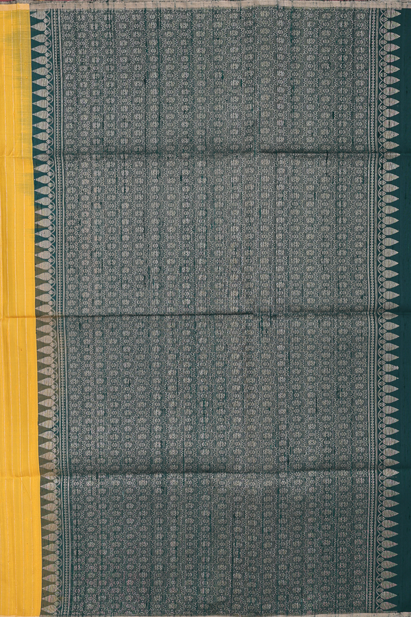 Raw Silk Saree In Yellow With Stripes Design