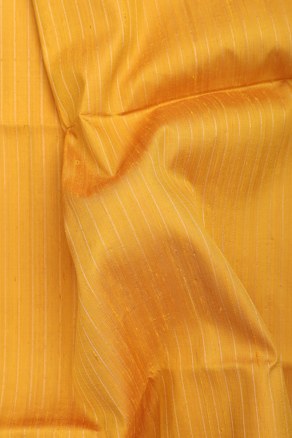 Raw Silk Saree In Yellow With Stripes Design