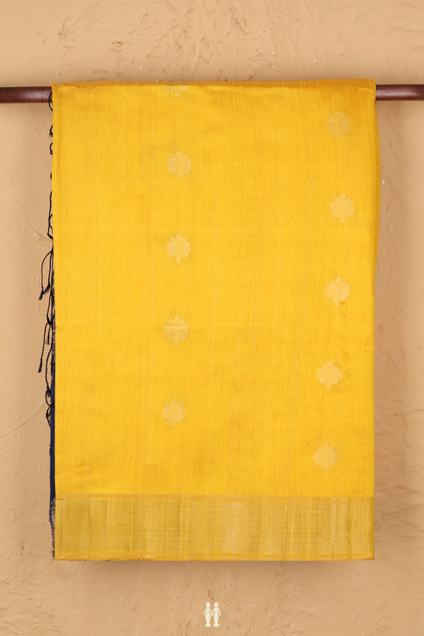 Raw Silk Saree In Yellow With Zari Buttas