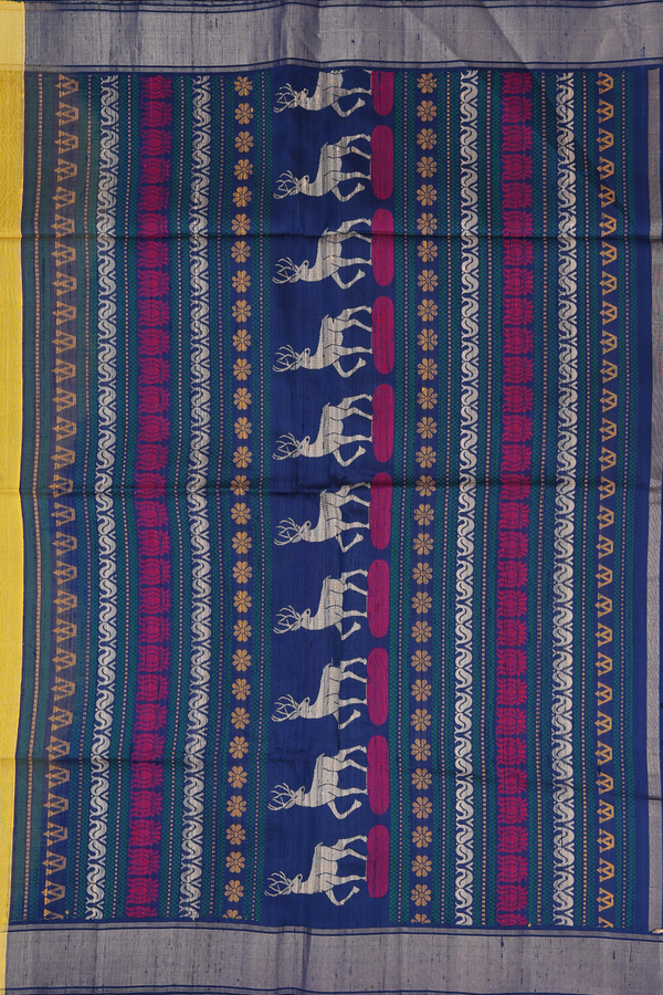 Raw Silk Saree In Yellow With Zari Buttas
