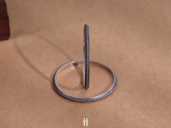 Rawa Work Oxidized Pure Silver Bangles