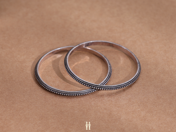 Rawa Work Oxidized Pure Silver Bangles