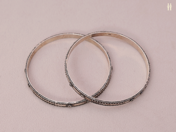 Rawa Work Oxidized Pure Silver Bangles