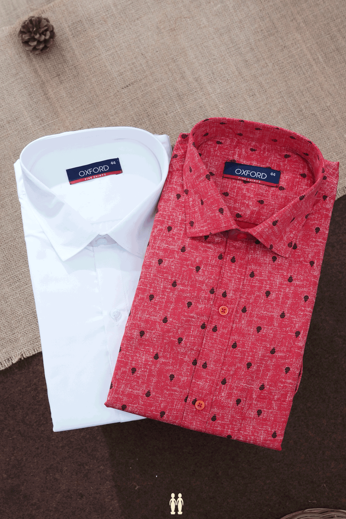 Assorted Red And White Set Of 2 Size 44 Cotton Shirts