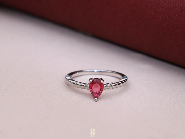 Red Stone Pure Silver Ring