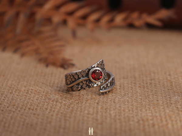 Red Stone Pure Silver Ring
