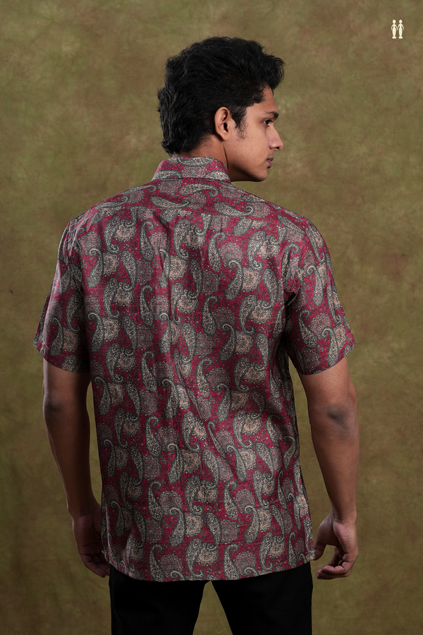 Regular Collar Allover Design Multicolor Tussar Silk Shirt
