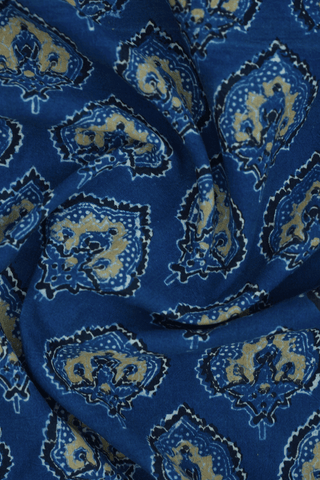 Regular Collar Berry Blue Ajrakh Printed Cotton Shirt
