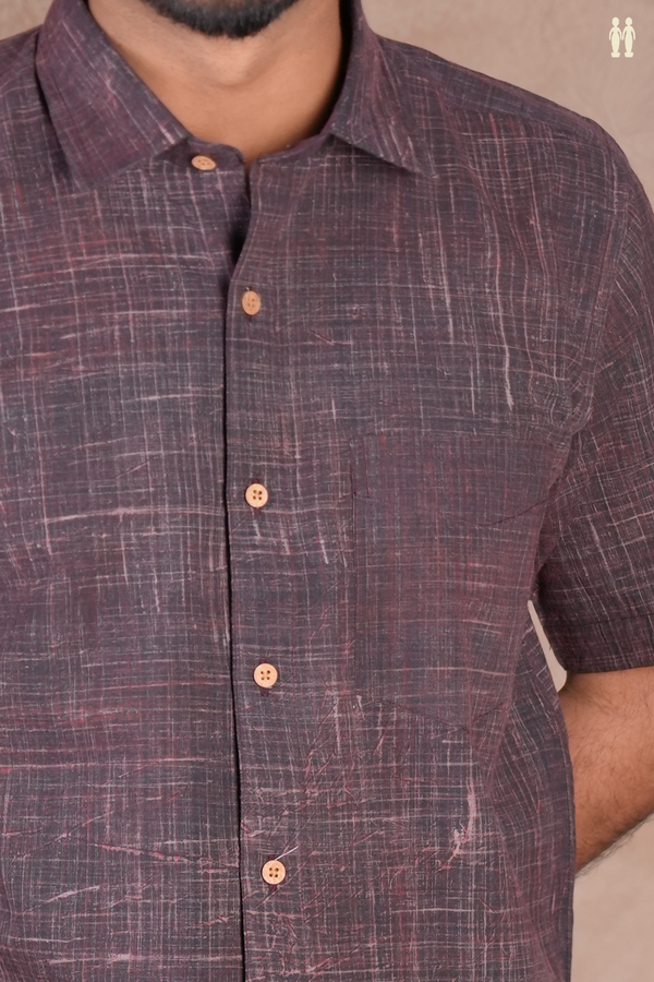Regular Collar Black Cotton Shirt