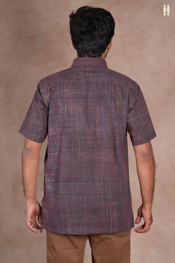 Regular Collar Black Cotton Shirt