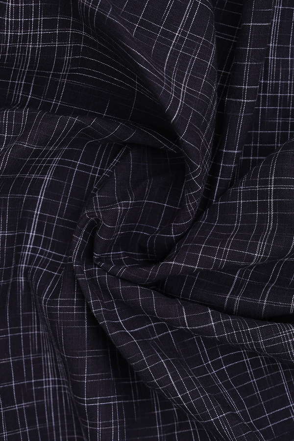 Regular Collar Checks Design Black Cotton Shirt