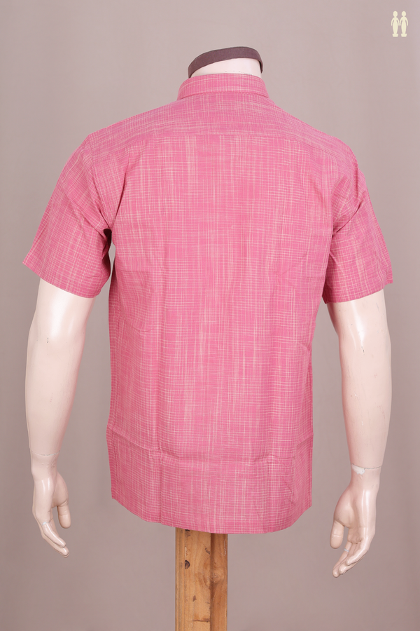 Regular Collar Checks Design Pink Cotton Shirt