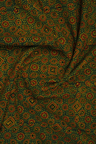 Regular Collar Dark Green Ajrakh Printed Cotton Shirt