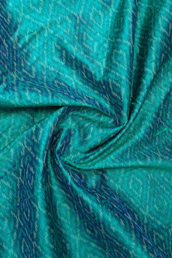 Regular Collar Diamond Design Teal Green Raw Silk Shirt