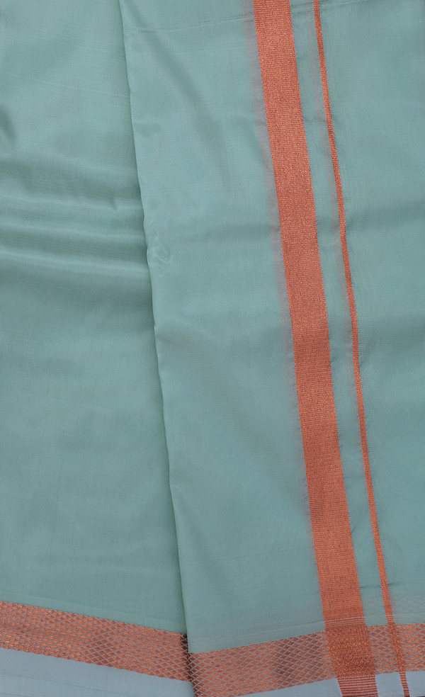 Regular Collar Dusty Green Art Silk Shirt With Dhoti Set