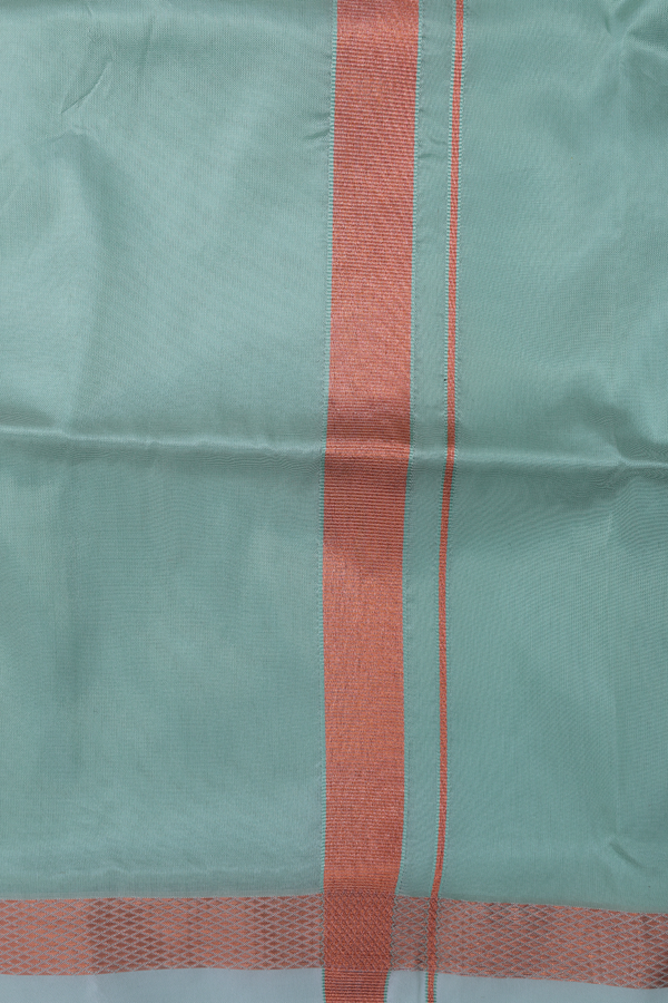 Regular Collar Dusty Green Art Silk Shirt With Velcro Dhoti Set