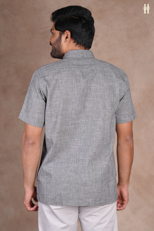 Regular Collar Grey Cotton Shirt